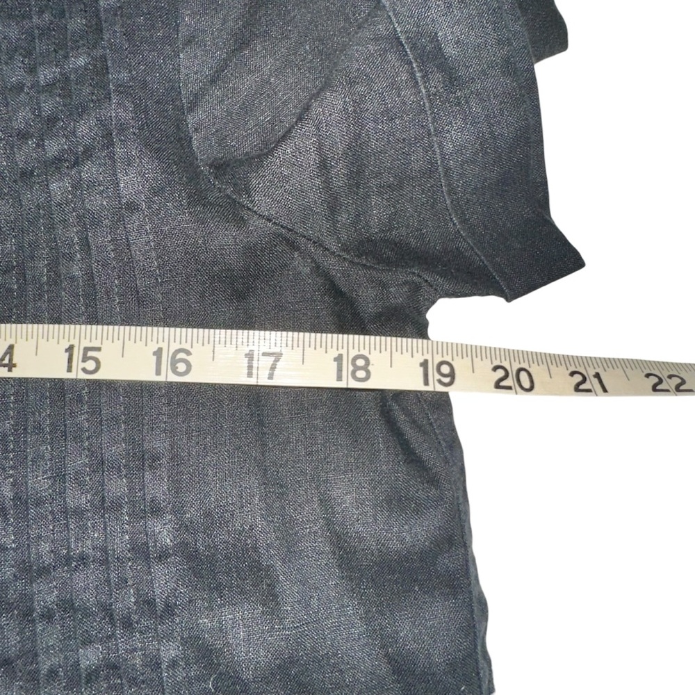 Quince Linen Short Sleeve Black Short Swing Dress with Pockets SMALL - Picture 6 of 7